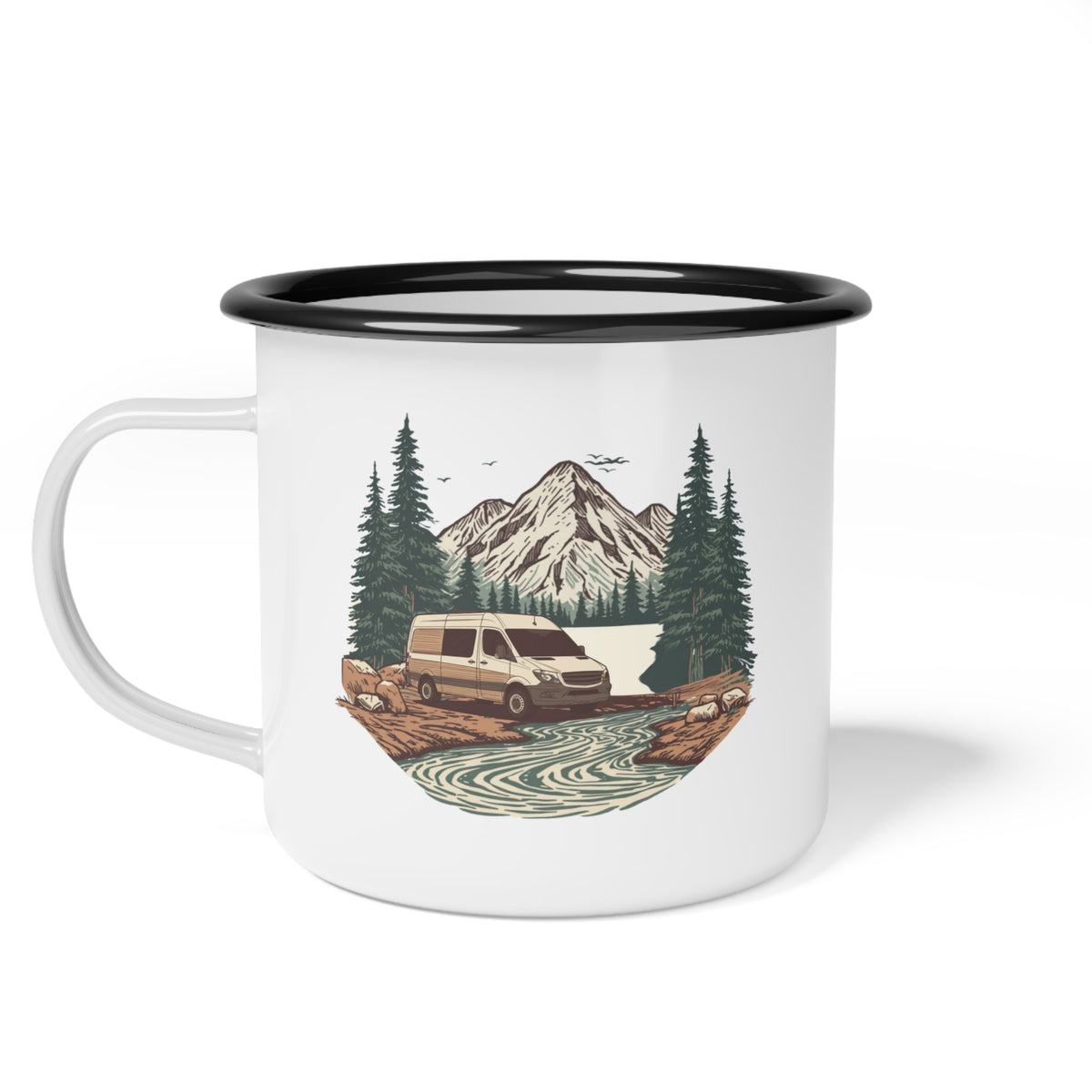 Adventure Van "Home, But Mobile" Enamel Camp Cup — 12oz
