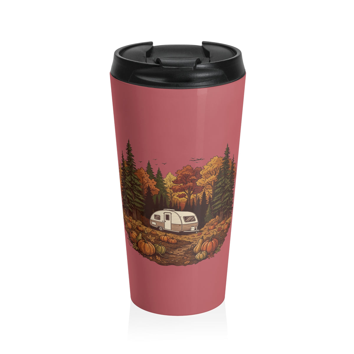(Red) Pumpkin Patch - Teardrop Trailer Travel Mug — 15oz Stainless Steel