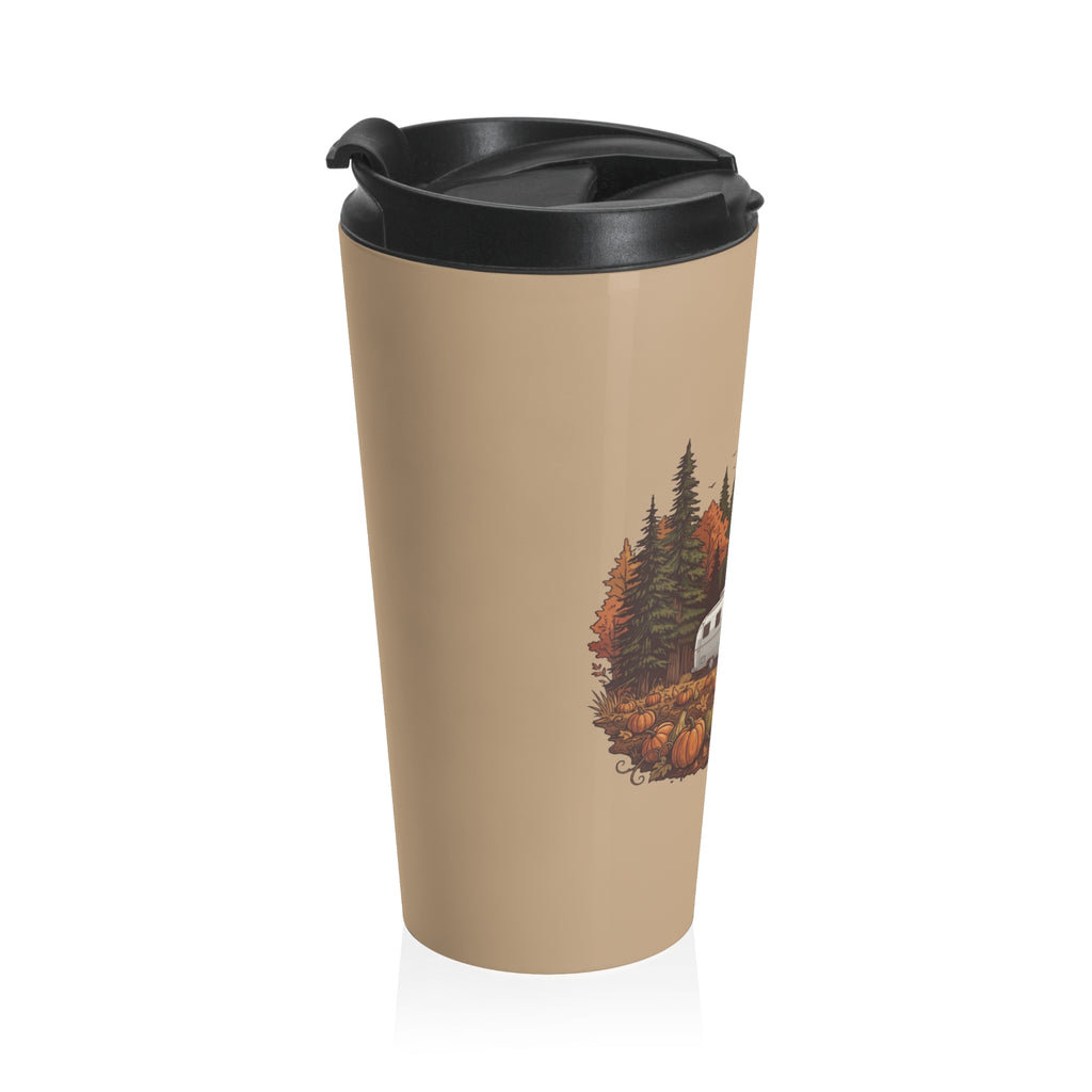 (Brown) Pumpkin Patch Silver Bullet Trailer Travel Mug — 15oz Stainless Steel