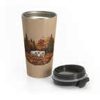 (Brown) Pumpkin Patch Travel Trailer Travel Mug — 15oz Stainless Steel
