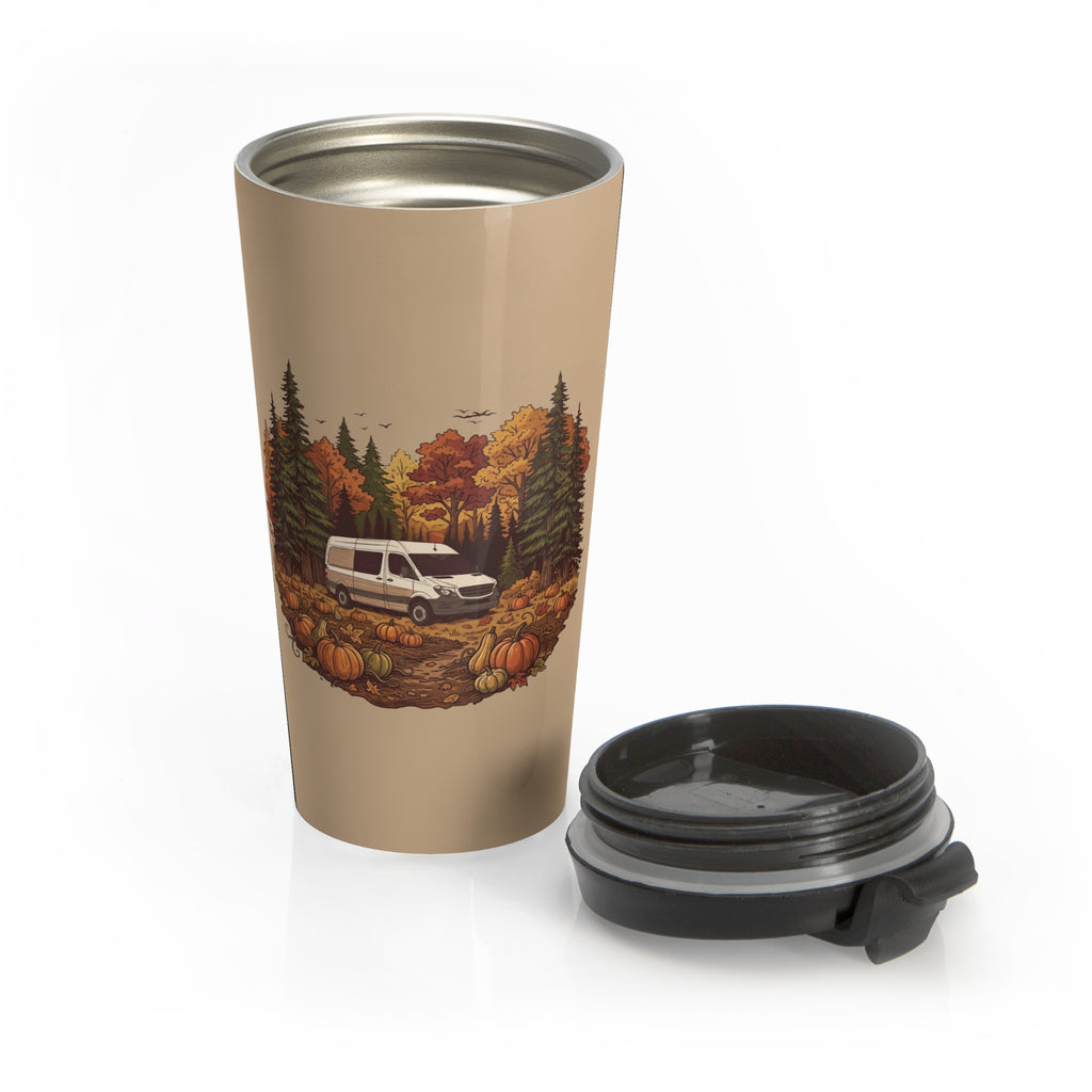 (Brown) Pumpkin Patch Adventure Van Travel Mug — 15oz Stainless Steel