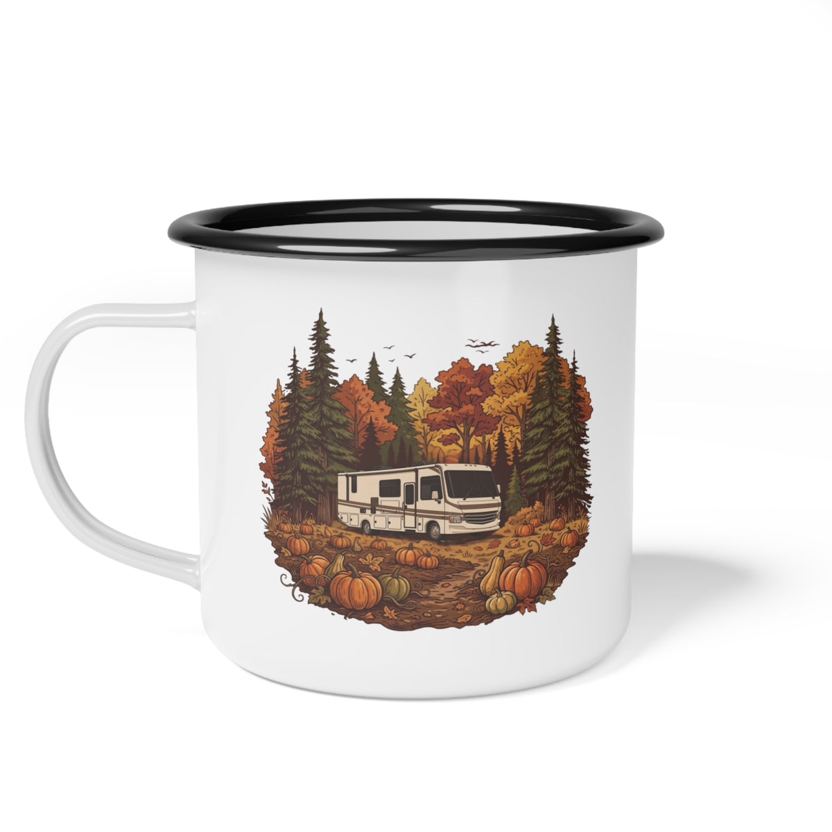 Pumpkin Patch Modern Class A Motorhome Enamel Camp Cup — 12oz