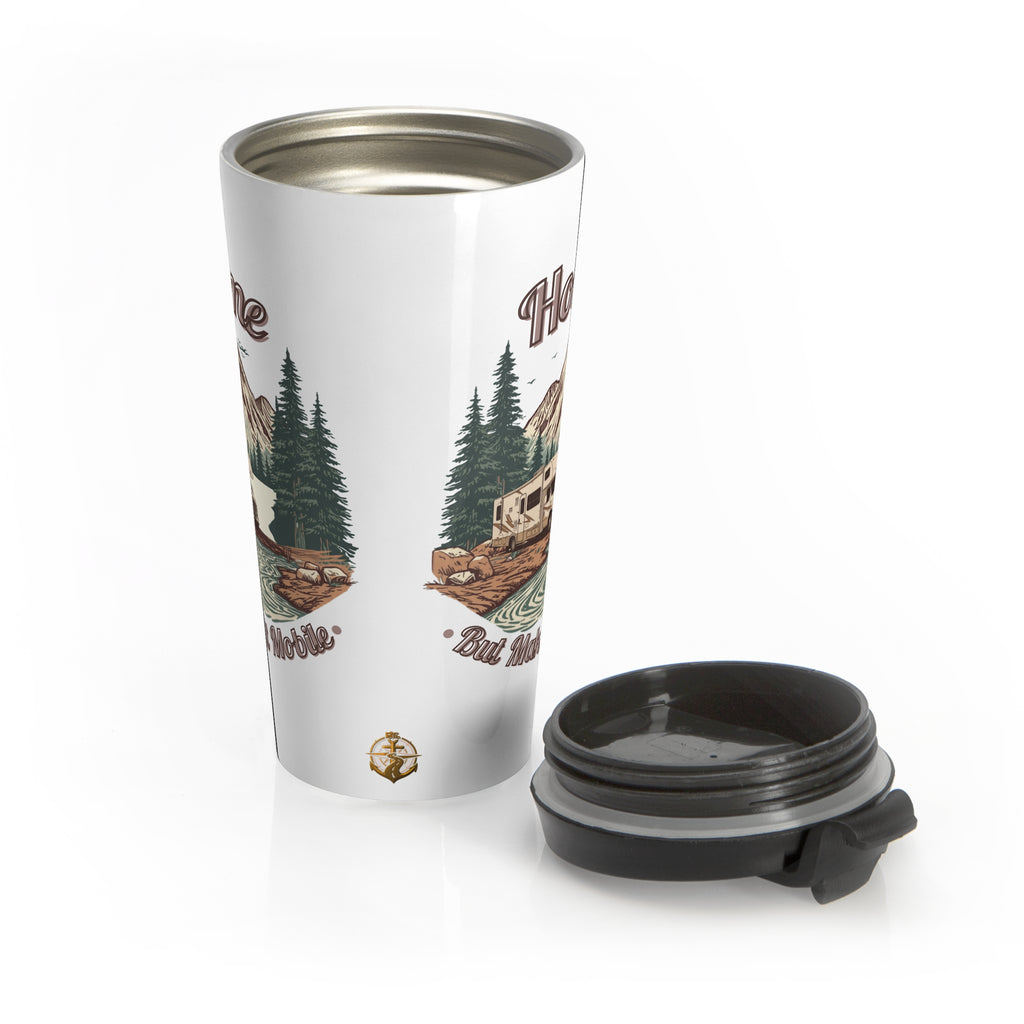 Modern Class C Motorhome "Home, But Mobile" Travel Mug — 15oz Stainless Steel