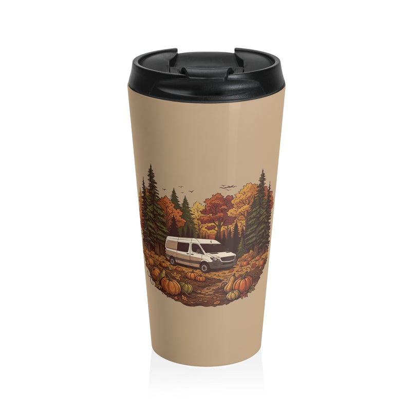 (Brown) Pumpkin Patch Adventure Van Travel Mug — 15oz Stainless Steel