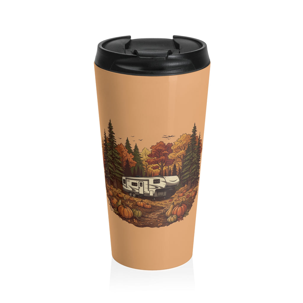 (Orange) Pumpkin Patch - Modern 5th Wheel Travel Mug — 15oz Stainless Steel