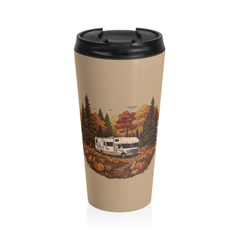 (Brown) Pumpkin Patch Modern Class C Motorhome Travel Mug — 15oz Stainless Steel