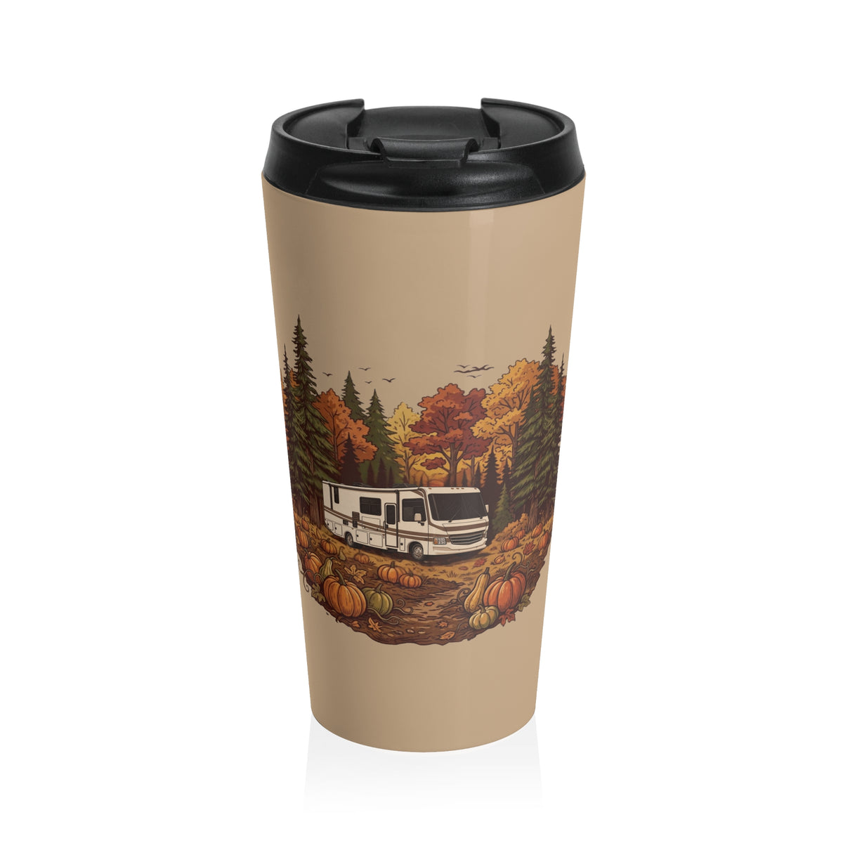 (Brown) Pumpkin Patch Modern Class A Motorhome Travel Mug — 15oz Stainless Steel