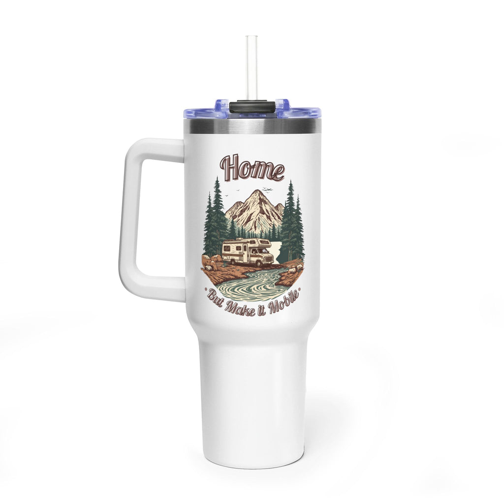 Vintage Class C Motorhome "Home, But Mobile" Tumbler — 40oz Stainless Steel