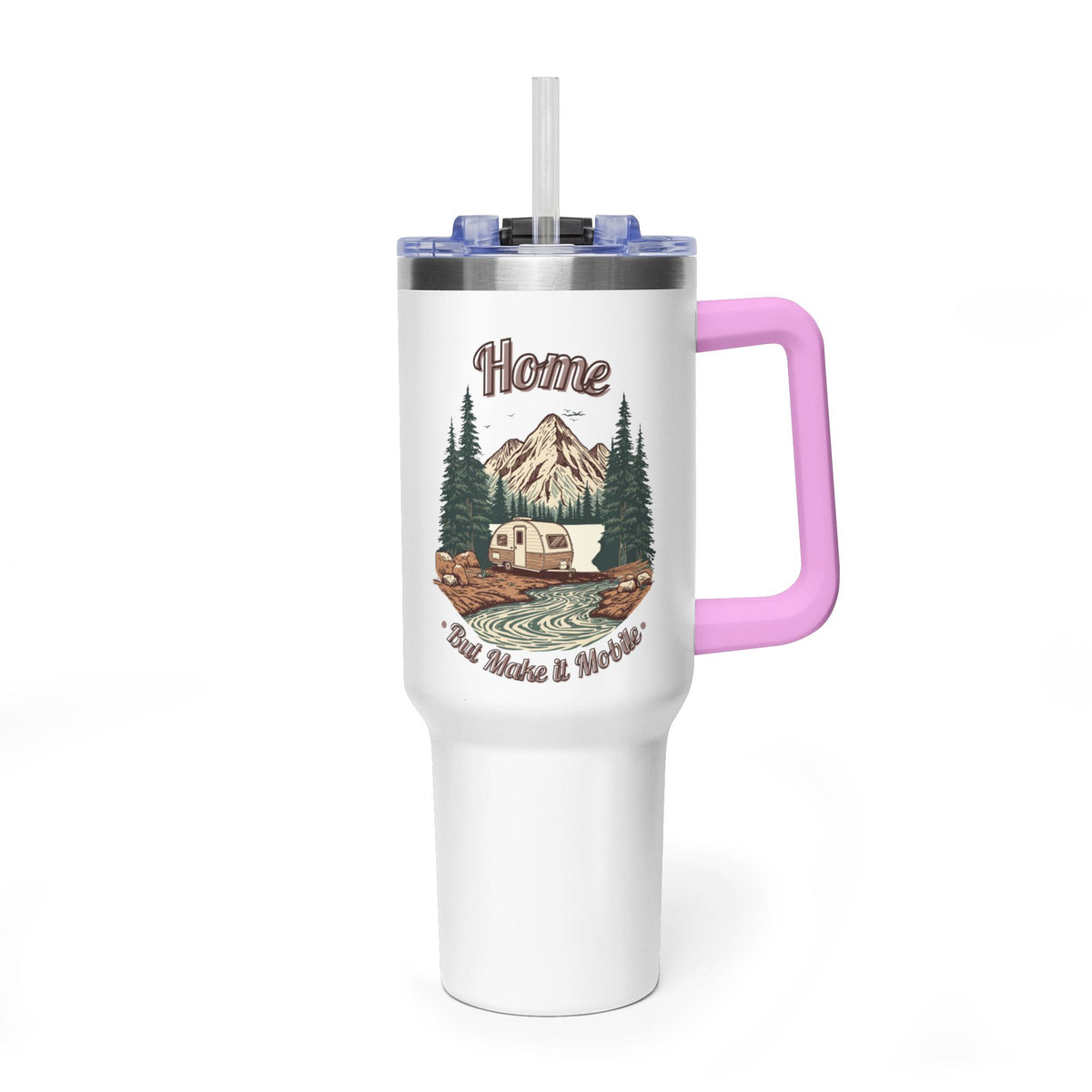 Teardrop Trailer "Home, But Mobile" Tumbler — 40oz Stainless Steel