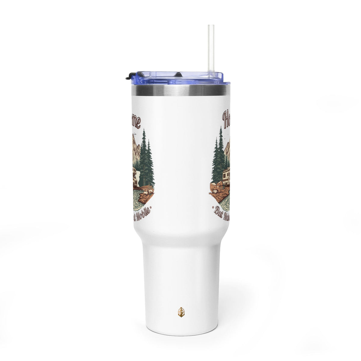 Vintage Class C Motorhome "Home, But Mobile" Tumbler — 40oz Stainless Steel