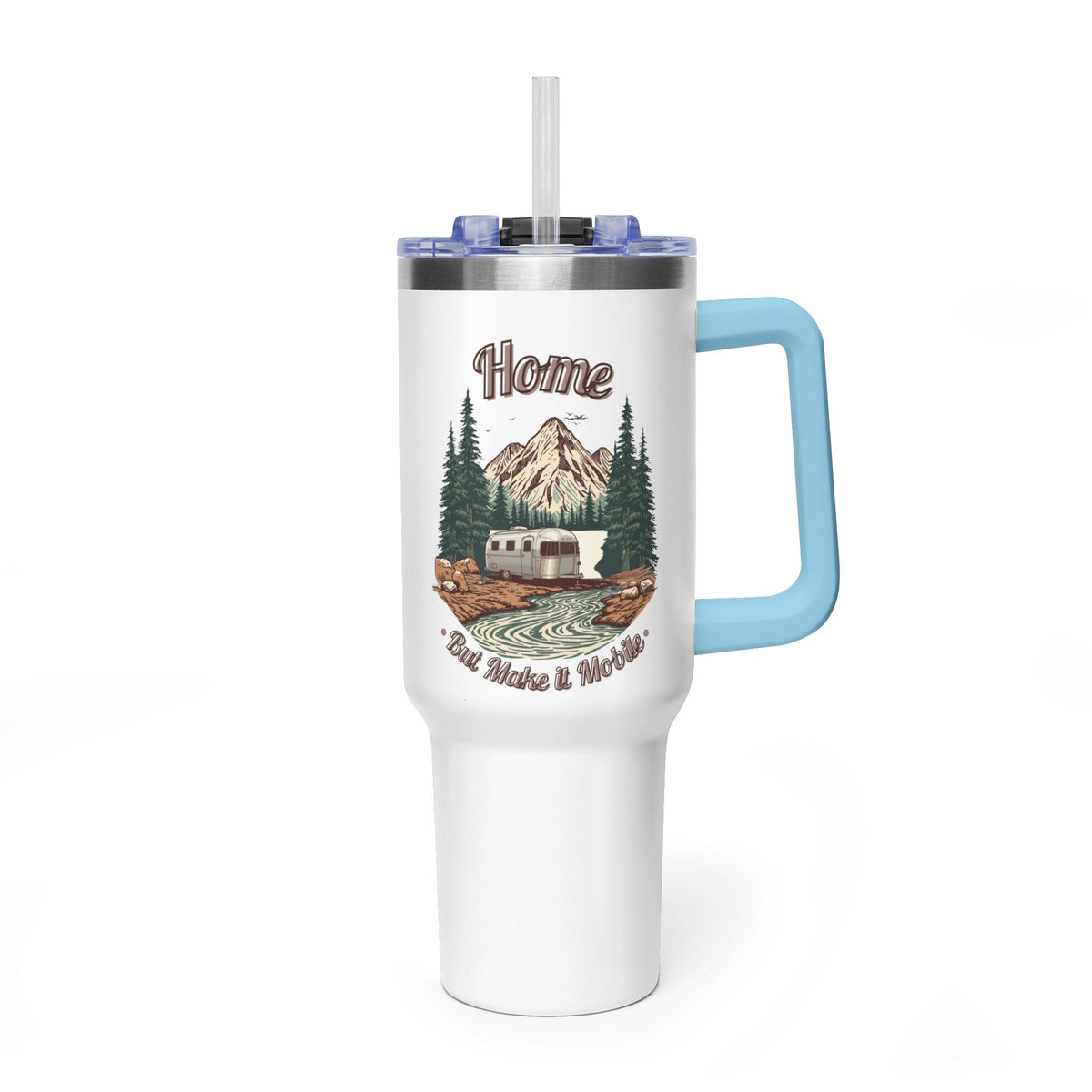 Silver Bullet Trailer "Home, But Mobile" Tumbler — 40oz Stainless Steel