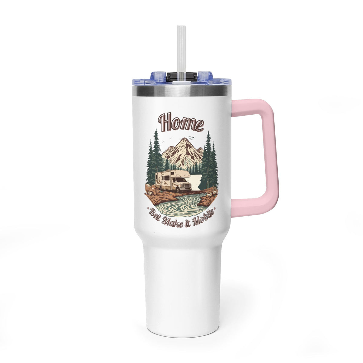 Modern Class C Motorhome "Home, But Mobile" Tumbler — 40oz Stainless Steel