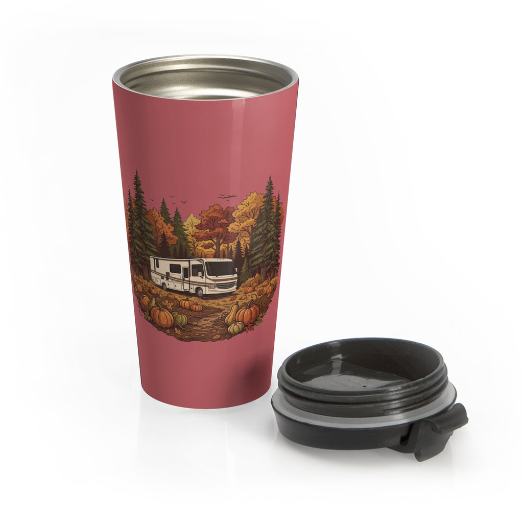 (Red) Pumpkin Patch Modern Class A Motorhome Travel Mug — 15oz Stainless Steel