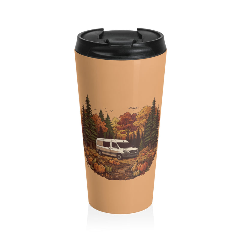 (Orange) Pumpkin Patch Adventure Van Travel Mug — 15oz Stainless Steel
