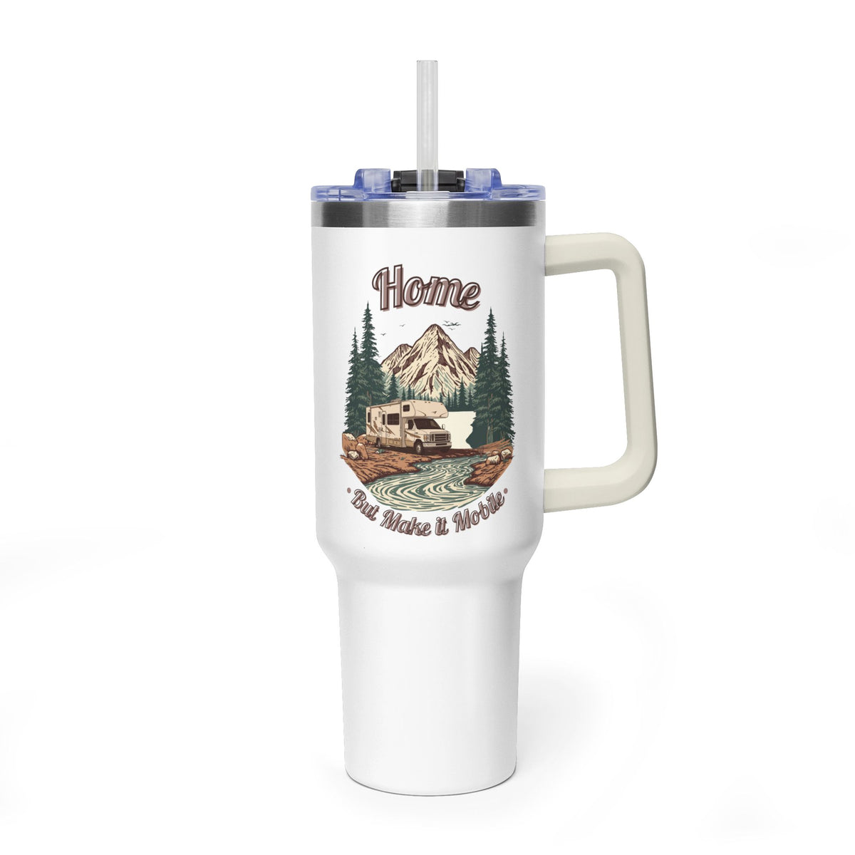 Modern Class C Motorhome "Home, But Mobile" Tumbler — 40oz Stainless Steel