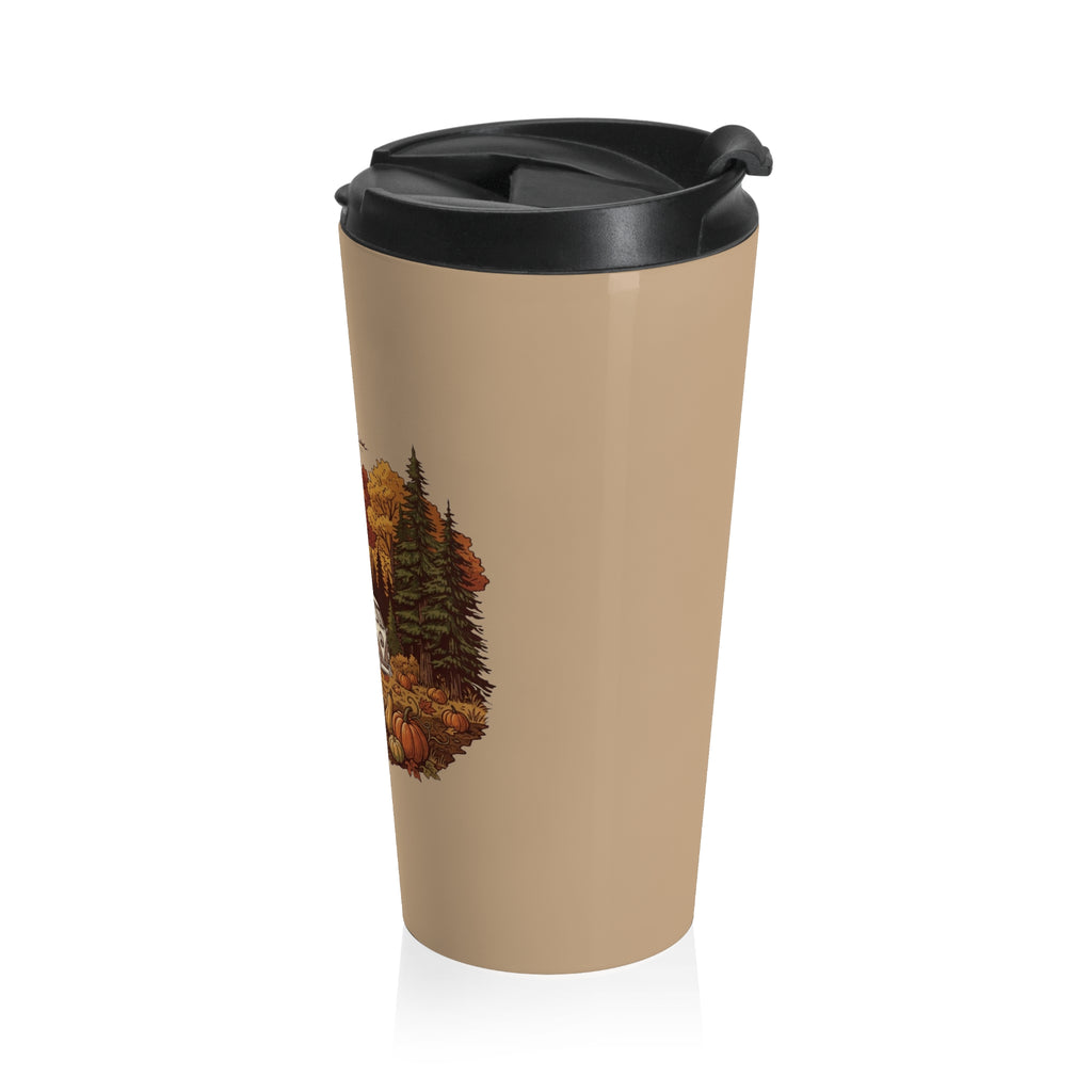 (Brown) Pumpkin Patch Hippy Bus Travel Mug — 15oz Stainless Steel