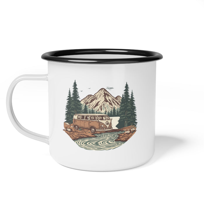 Hippy Van "Home, But Mobile" Enamel Camp Cup — 12oz