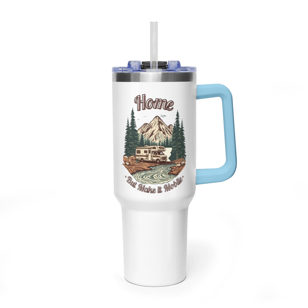 Vintage Class C Motorhome "Home, But Mobile" Tumbler — 40oz Stainless Steel