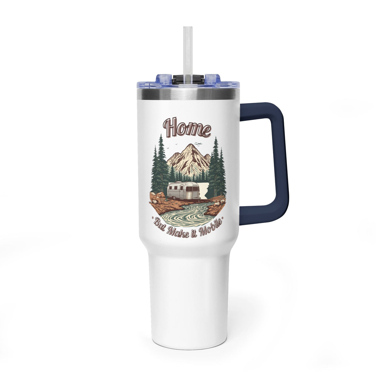 Silver Bullet Trailer "Home, But Mobile" Tumbler — 40oz Stainless Steel