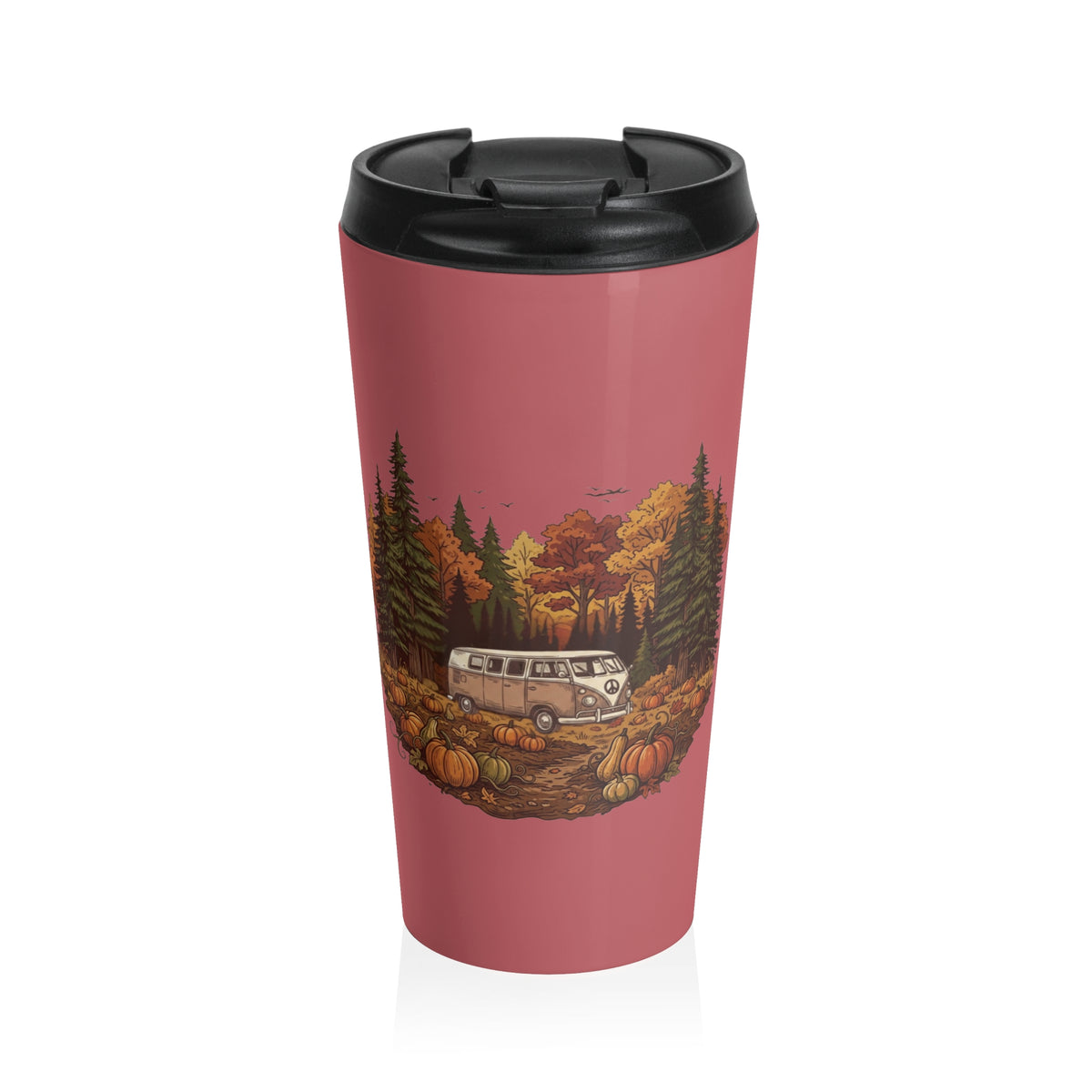 (Red) Pumpkin Patch - Hippy Van Travel Mug — 15oz Stainless Steel