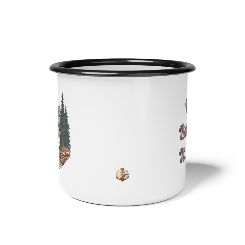Modern 5th Wheel "Home, But Mobile" Enamel Camp Cup — 12oz