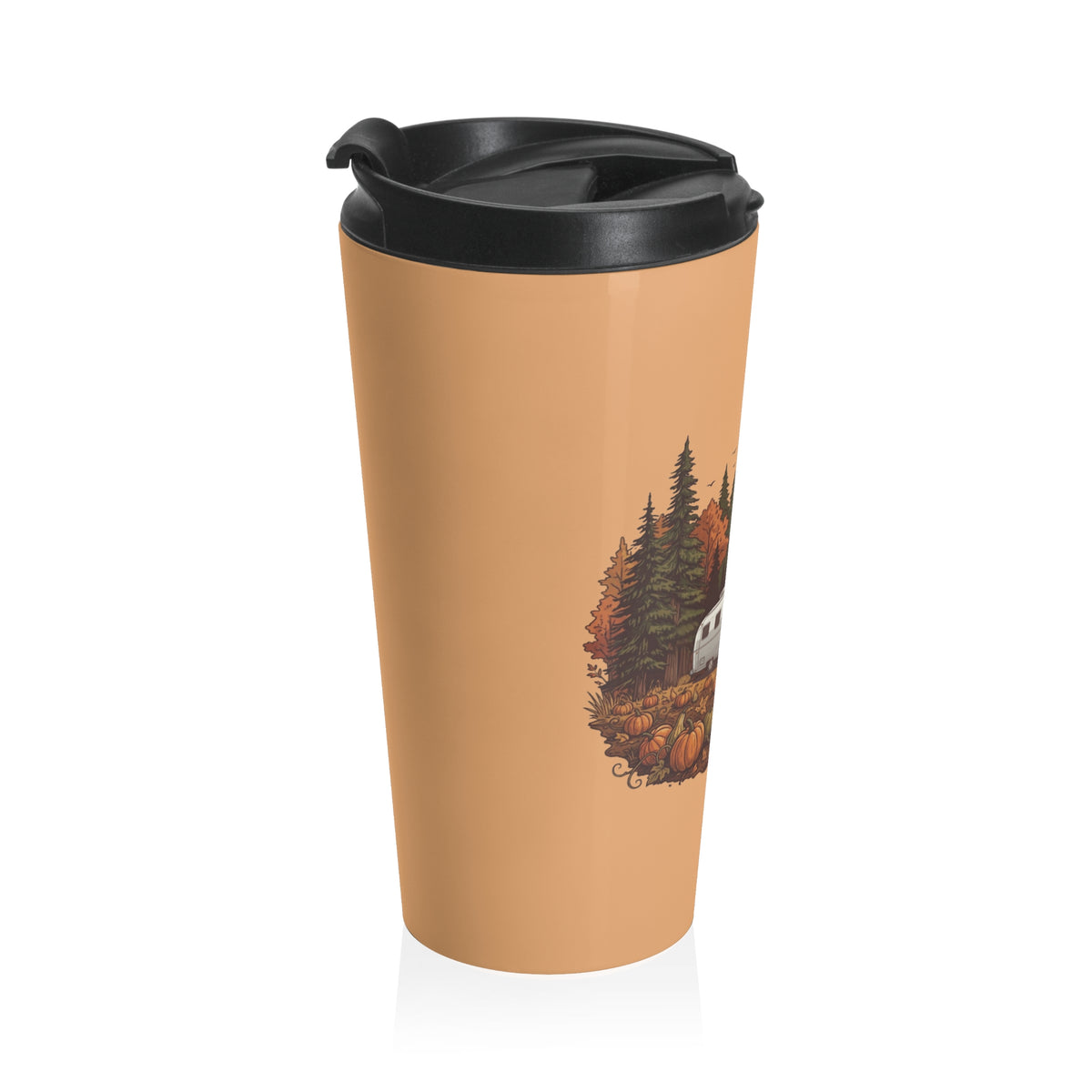 (Orange) Pumpkin Patch - Silver Bullet Trailer Travel Mug — 15oz Stainless Steel