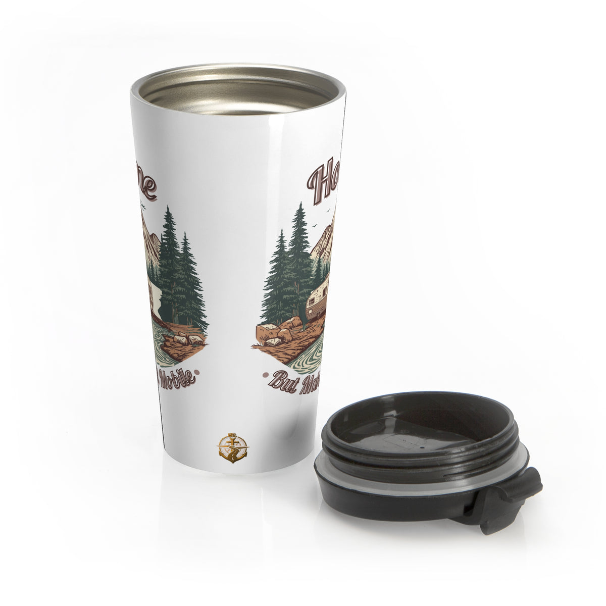 Travel Trailer "Home, But Mobile" Travel Mug — 15oz Stainless Steel