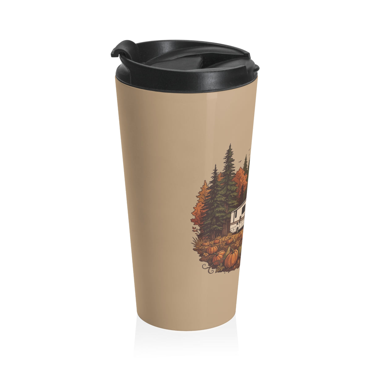 (Brown) Pumpkin Patch Modern Class A Motorhome Travel Mug — 15oz Stainless Steel