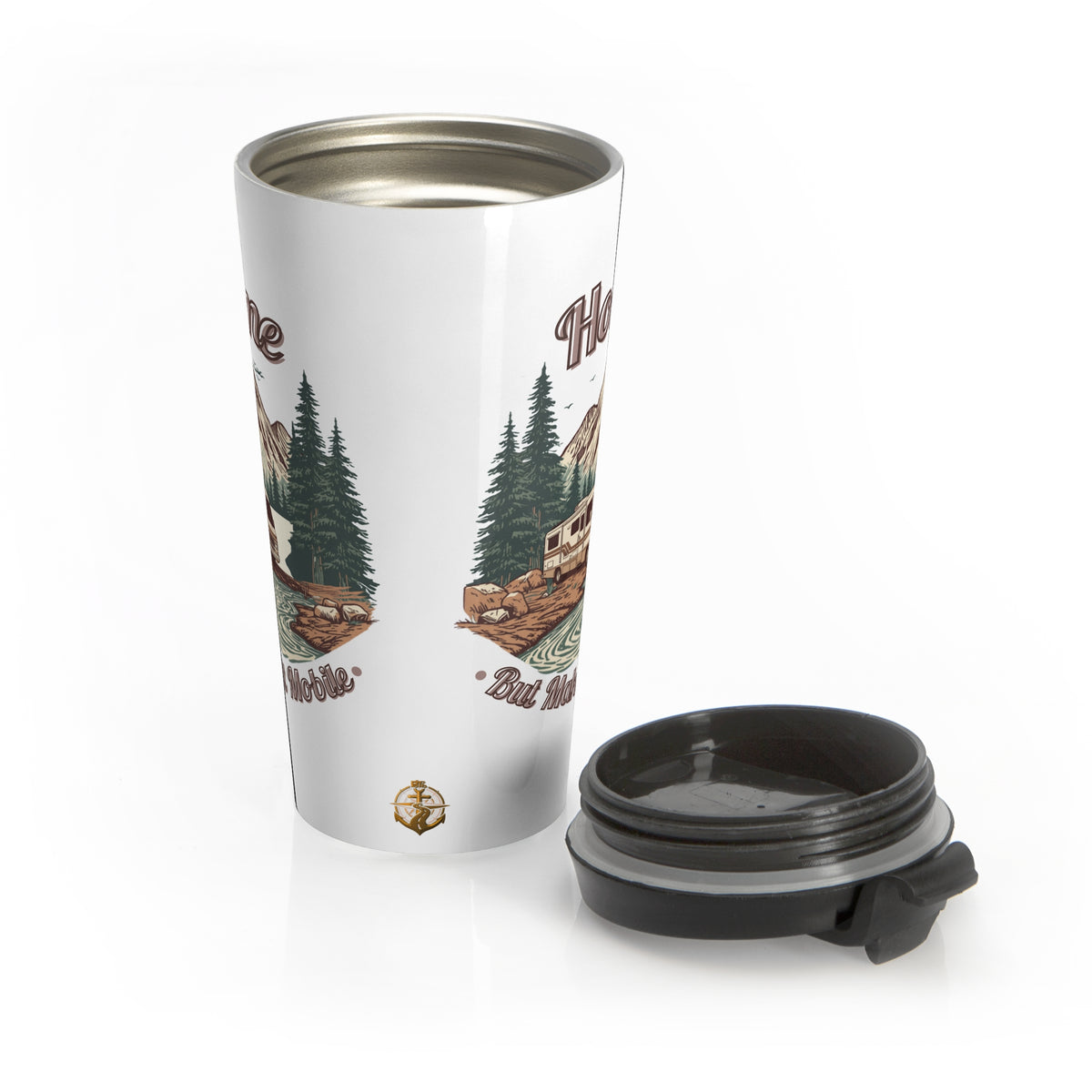 Vintage Class A Motorhome "Home, But Mobile" Travel Mug — 15oz Stainless Steel