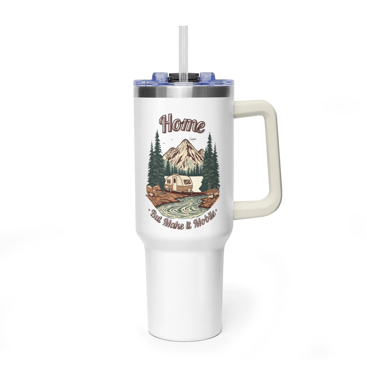 Teardrop Trailer "Home, But Mobile" Tumbler — 40oz Stainless Steel