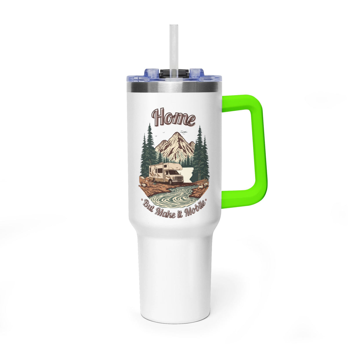 Modern Class C Motorhome "Home, But Mobile" Tumbler — 40oz Stainless Steel
