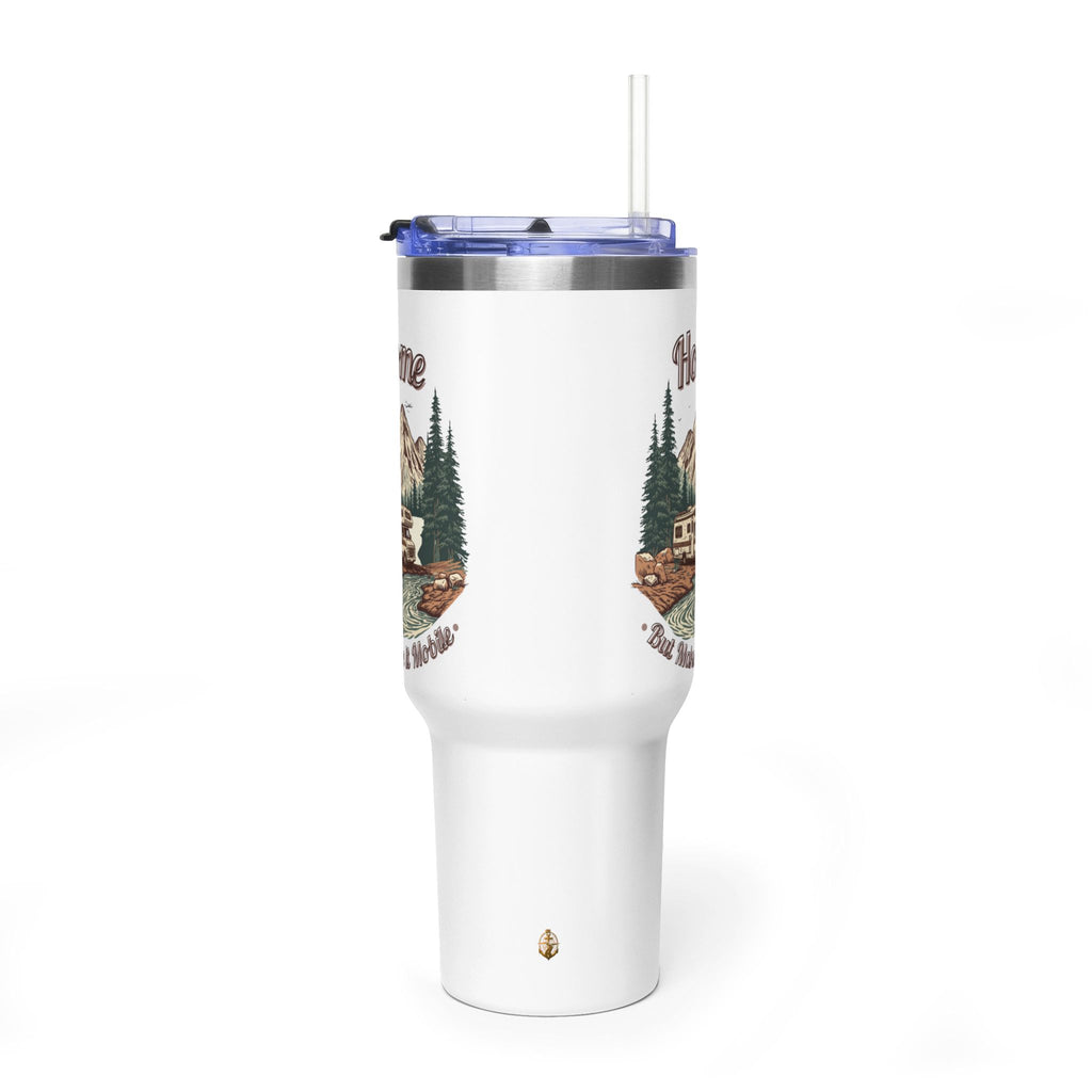 Vintage Class C Motorhome "Home, But Mobile" Tumbler — 40oz Stainless Steel