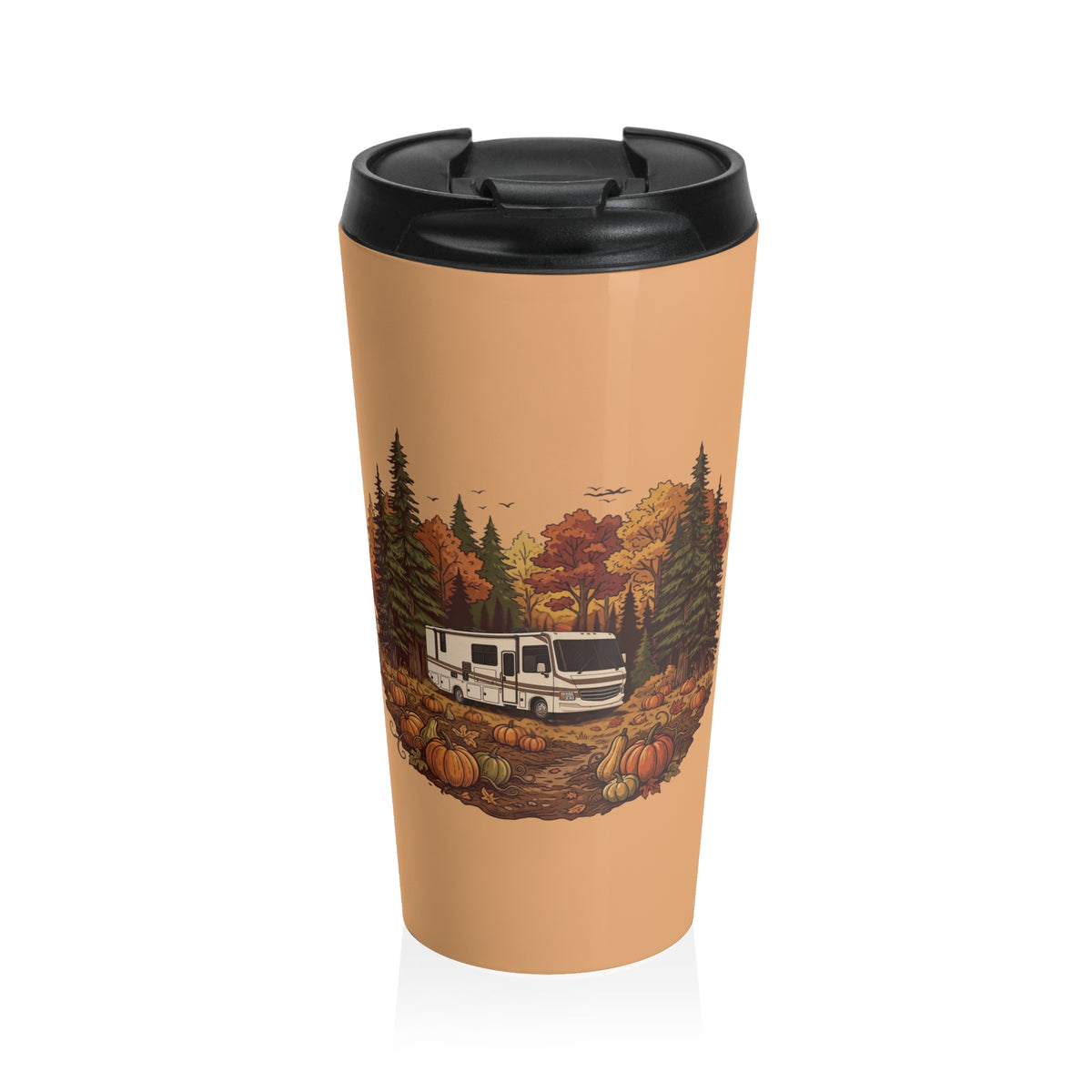 (Orange) Pumpkin Patch Modern Class A Motorhome Travel Mug — 15oz Stainless Steel