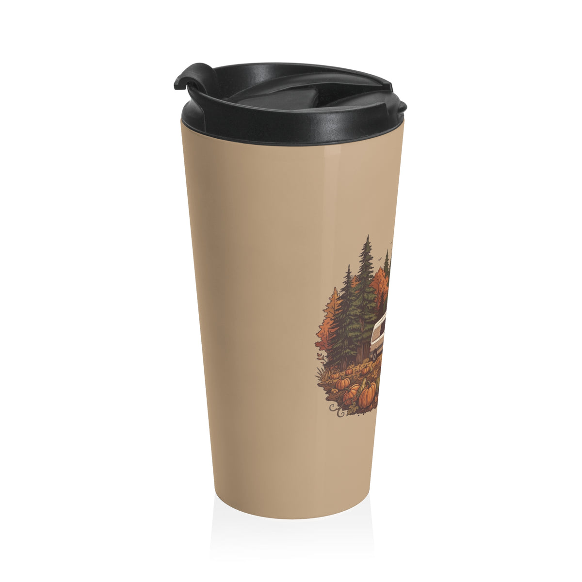 (Brown) Pumpkin Patch Adventure Van Travel Mug — 15oz Stainless Steel
